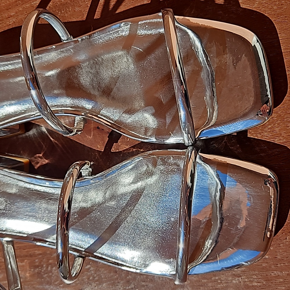 Aldo Spinna Silver Spiral Up Strappy Patent Leather Sandals Size 7 - Picture 12 of 15